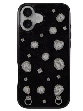 Hello Lux Black Gemstone iPhone 17 Phone Case Protective Cover Sparkles Shiny